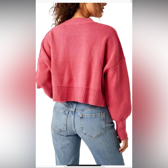 🔥1 LEFT!🔥Free People NWOT Easy Street Crop Pullover Sweater Size M & L in Pink - Picture 2 of 11